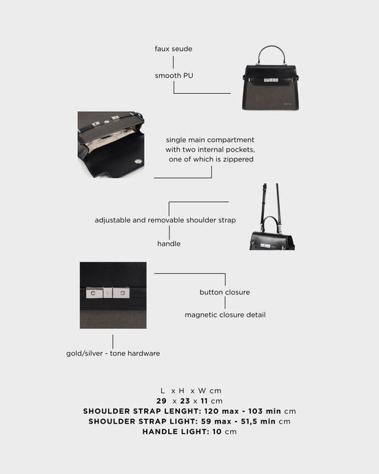 GRACE SUEDE BIG handbag - BLACK