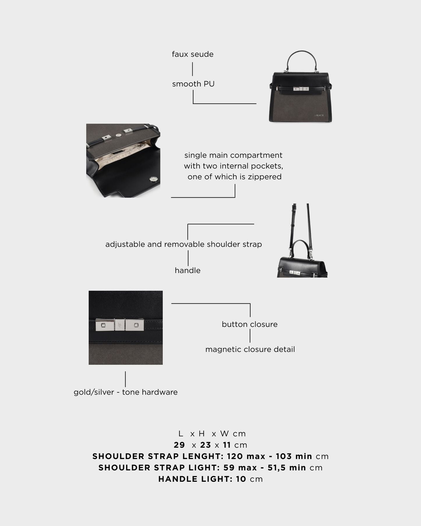 Borsa a mano GRACE SUEDE BIG - BLACK