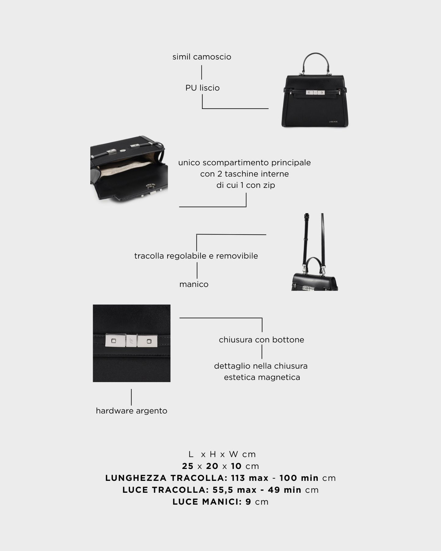 Borsa a mano GRACE SUEDE MEDIUM - BLACK