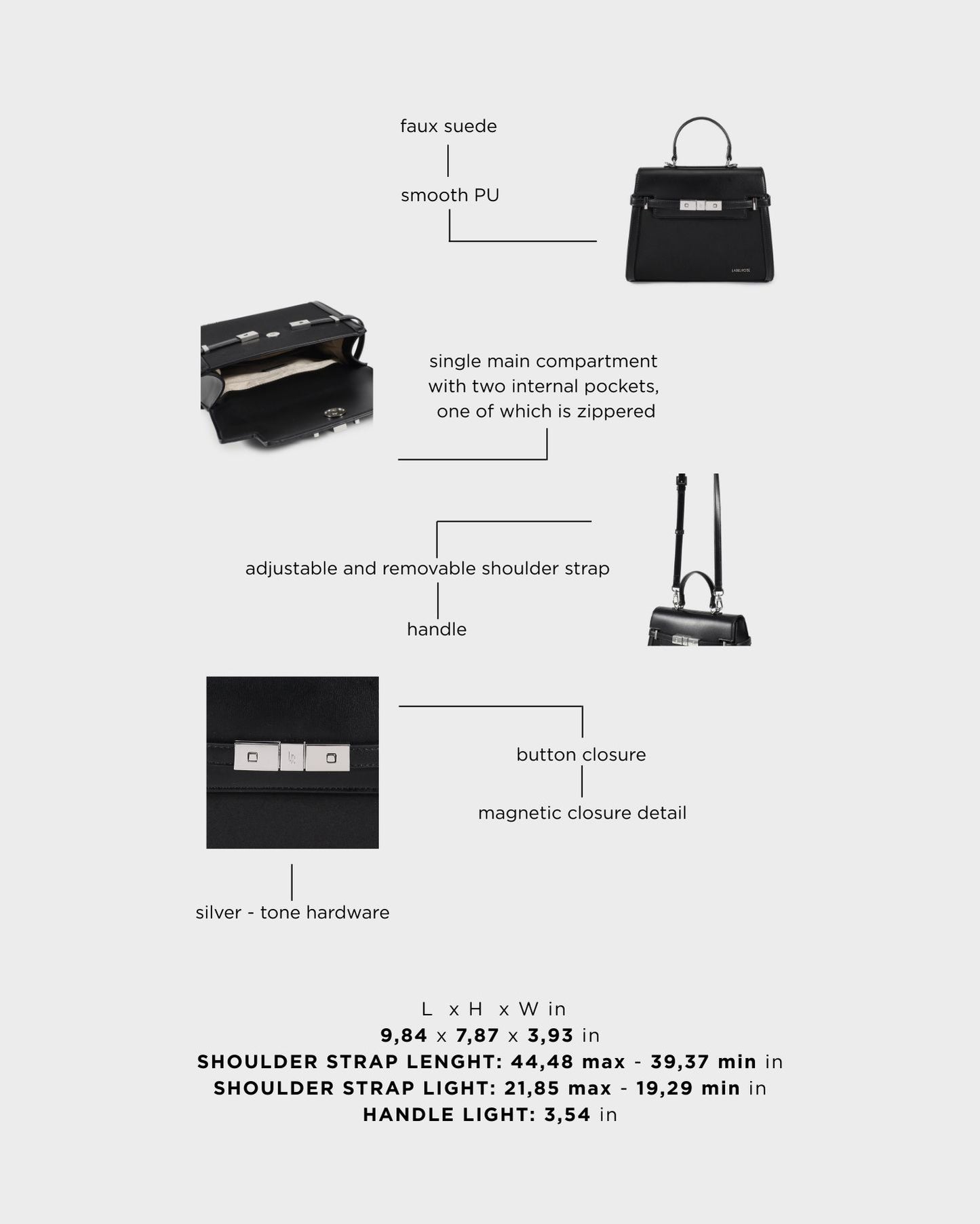 Borsa a mano GRACE SUEDE MEDIUM - BLACK