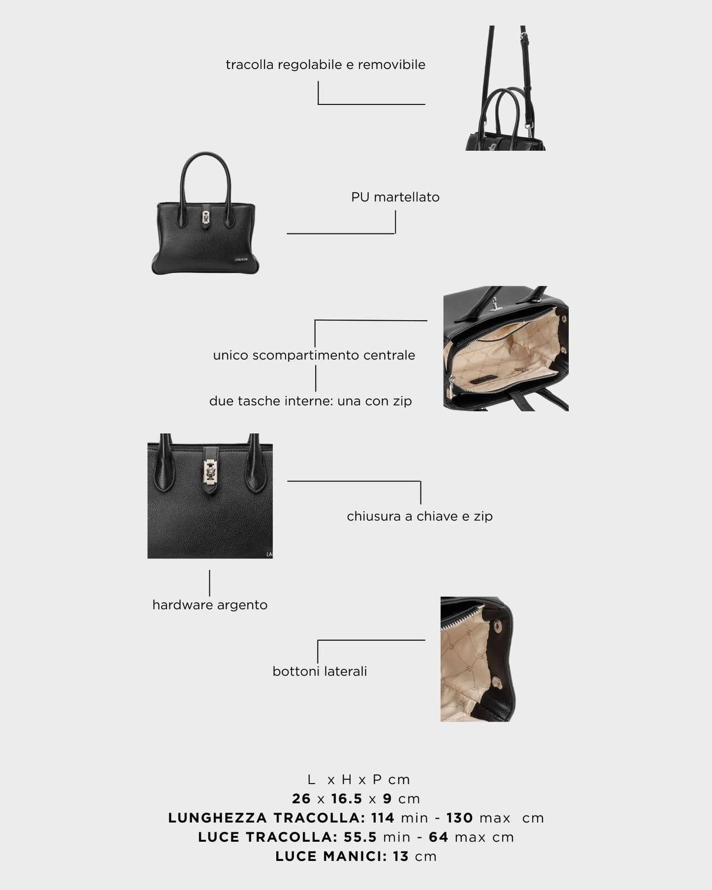 Borsa a mano LENÚ - BLACK