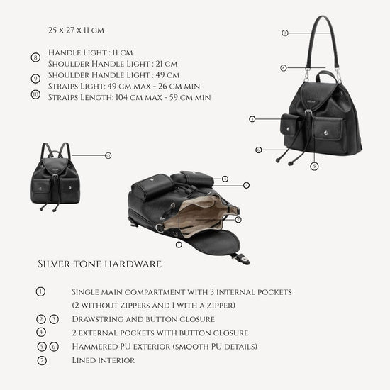 Backpack BAGPACK - BLACK SILVER
