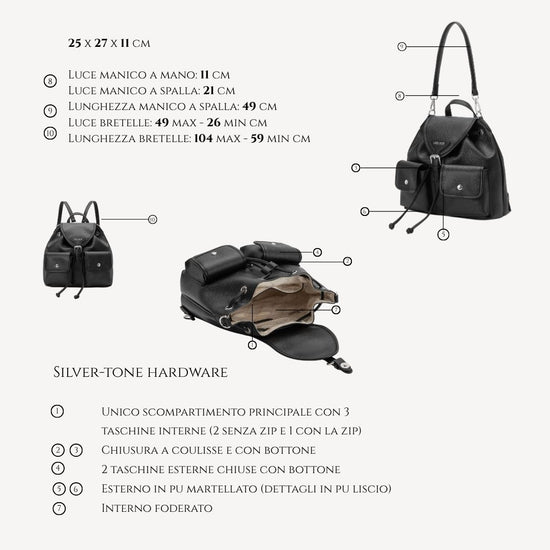 Backpack BAGPACK - BLACK SILVER