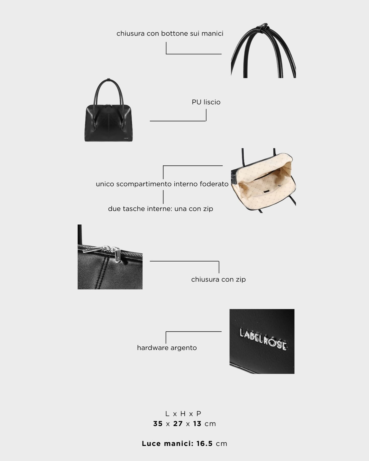 Borsa a spalla MELROSE - BLACK SILVER