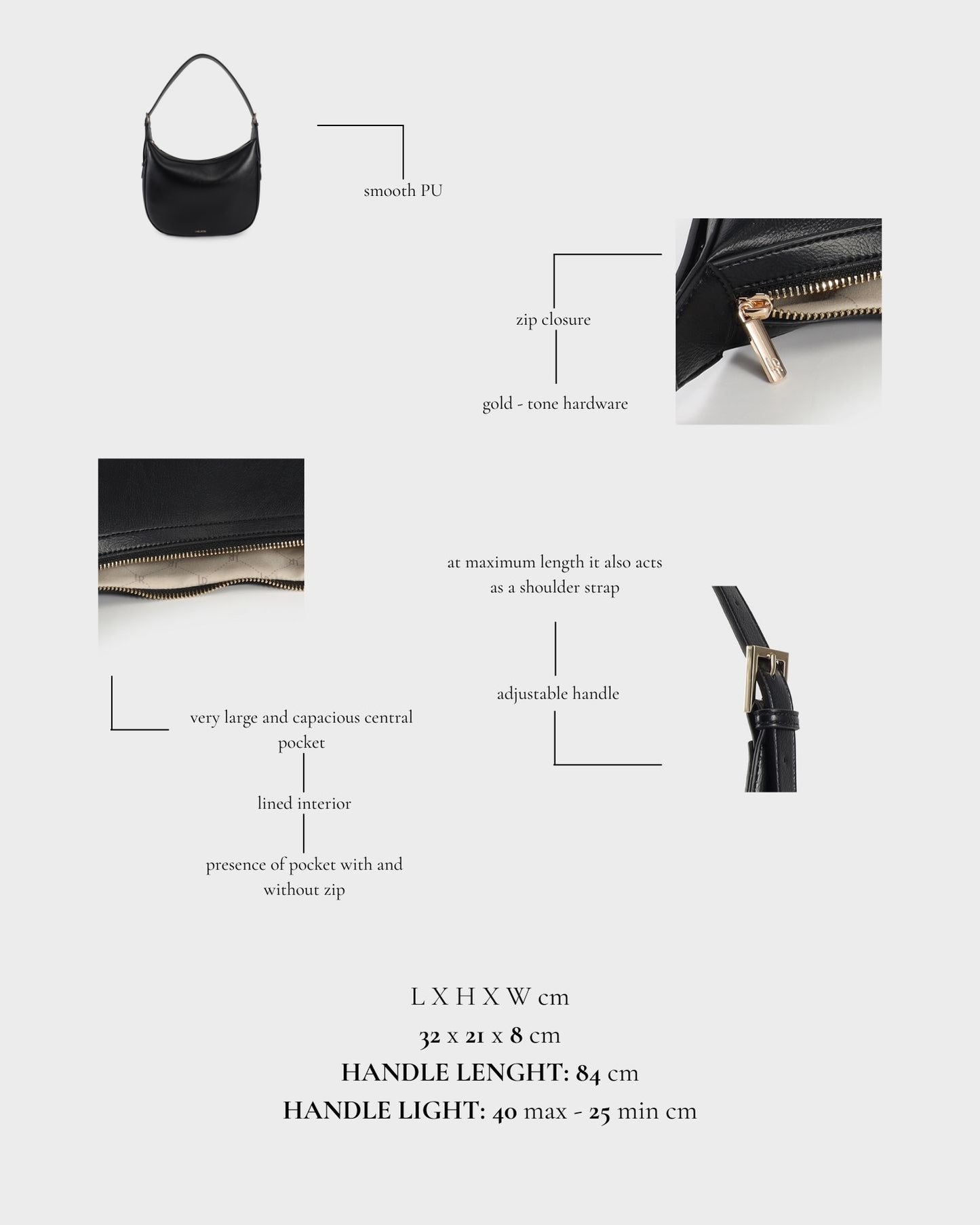 LILLIAN Shoulder Bag - BLACK