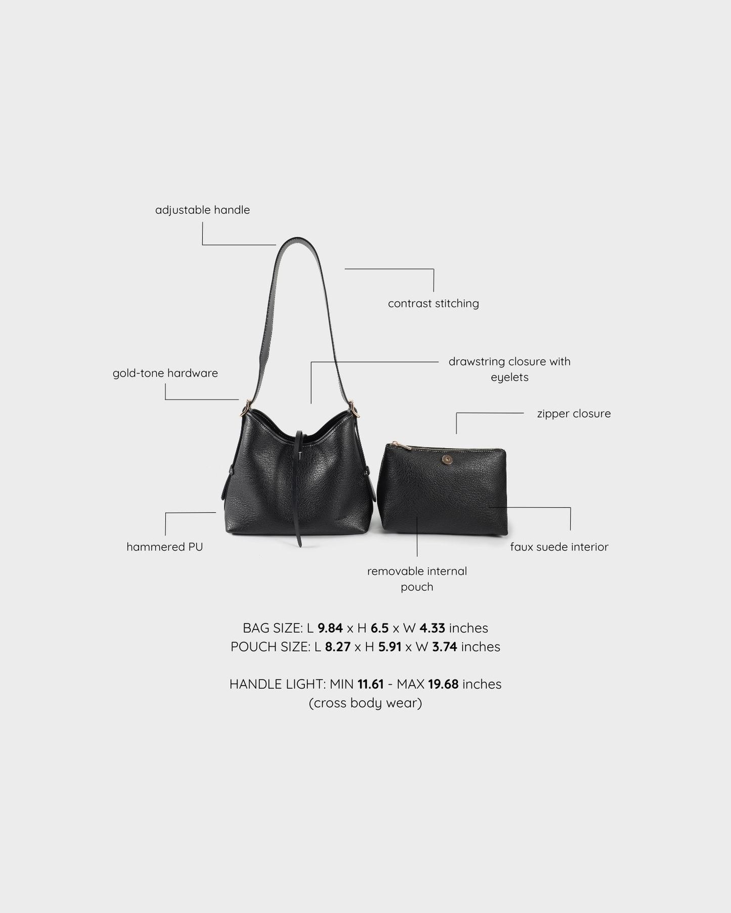 Borsa a spalla BROOKE - BLACK GOLD