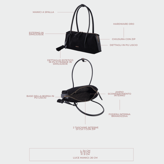 Borsa a spalla LIVIA - BLACK GOLD