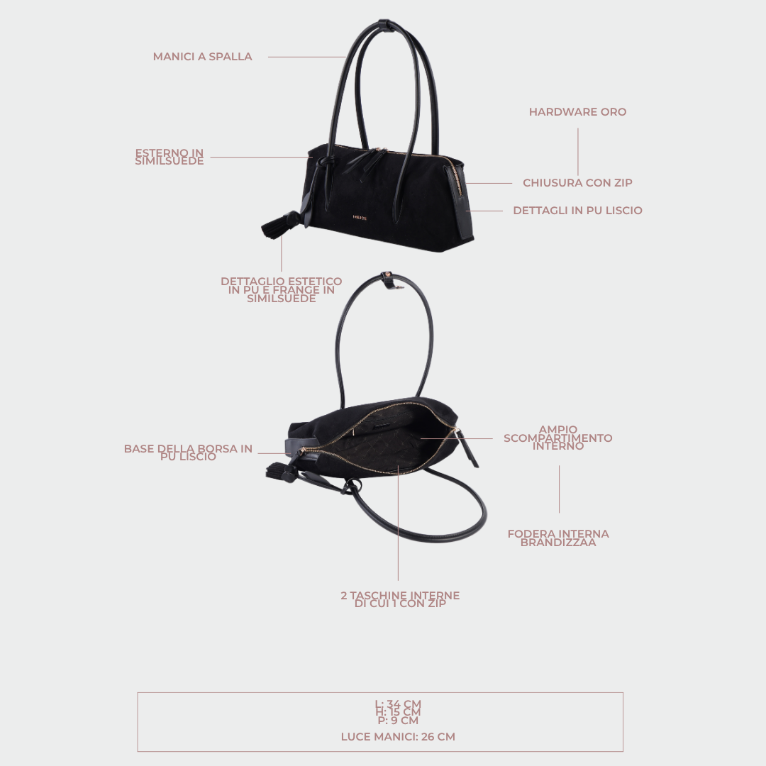 Borsa a spalla LIVIA - BLACK GOLD