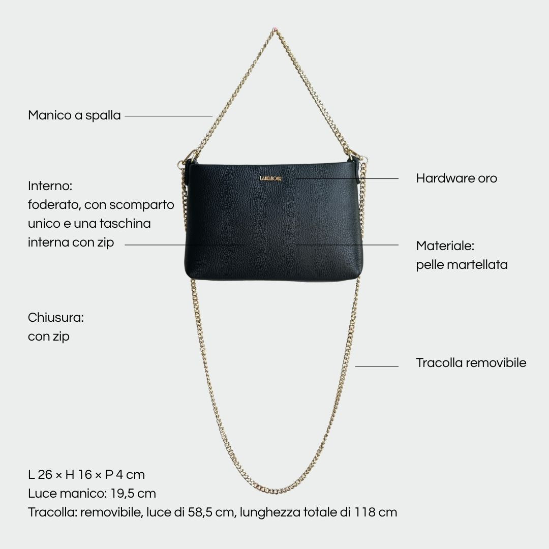 Pochette ANNIE vera pelle - BLACK GOLD