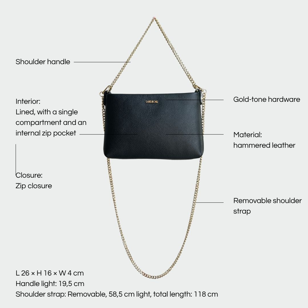 Pochette ANNIE vera pelle - BLACK GOLD