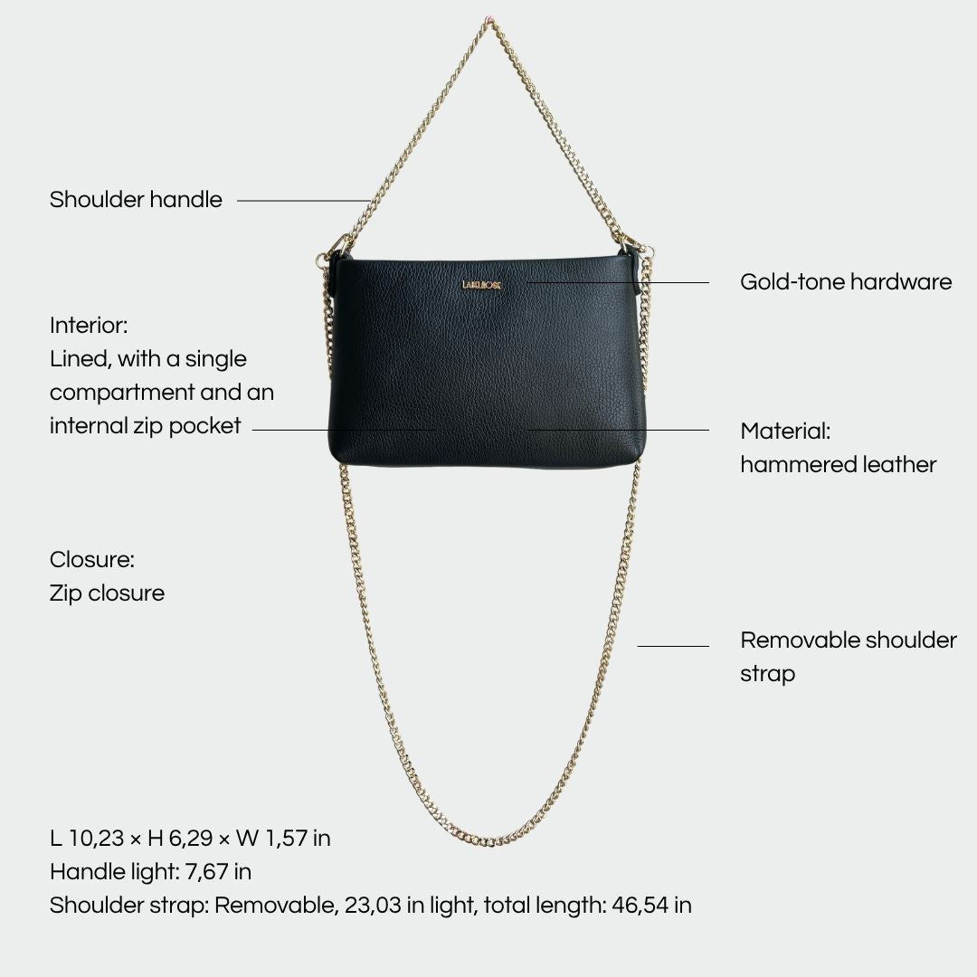 Pochette ANNIE vera pelle - BLACK GOLD