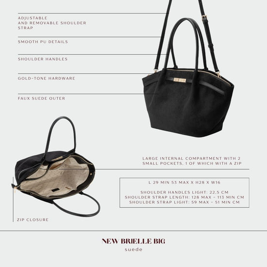 Borsa a spalla BRIELLE BIG SIMILSUEDE - BLACK GOLD