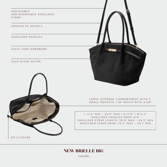 Borsa a spalla BRIELLE BIG SIMILSUEDE - BLACK GOLD