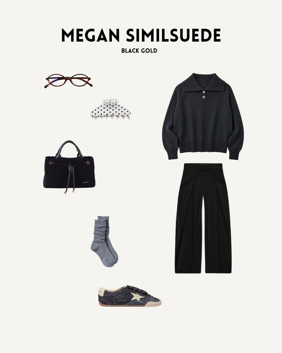 Borsa a mano MEGAN SIMILSUEDE - BLACK GOLD