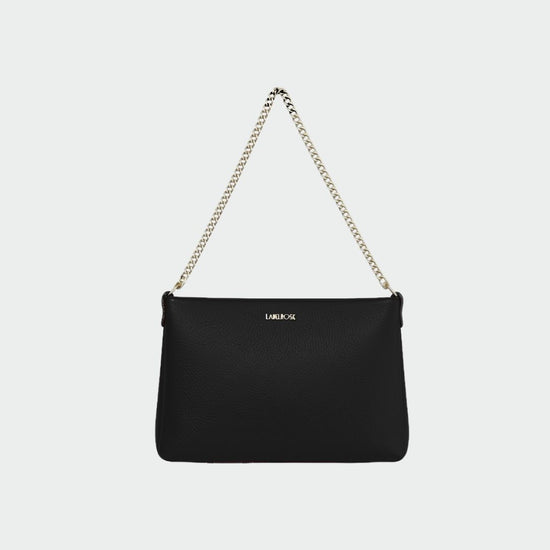 ANNIE genuine leather clutch - BLACK GOLD