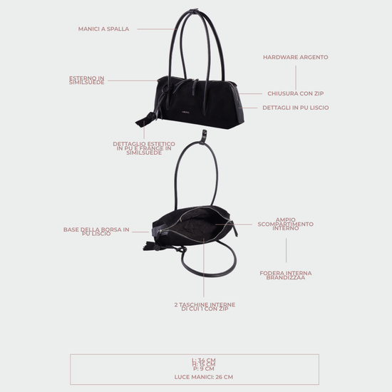 Borsa a spalla LIVIA - BLACK SILVER