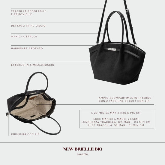 Borsa a spalla BRIELLE BIG SIMILSUEDE - BLACK GOLD