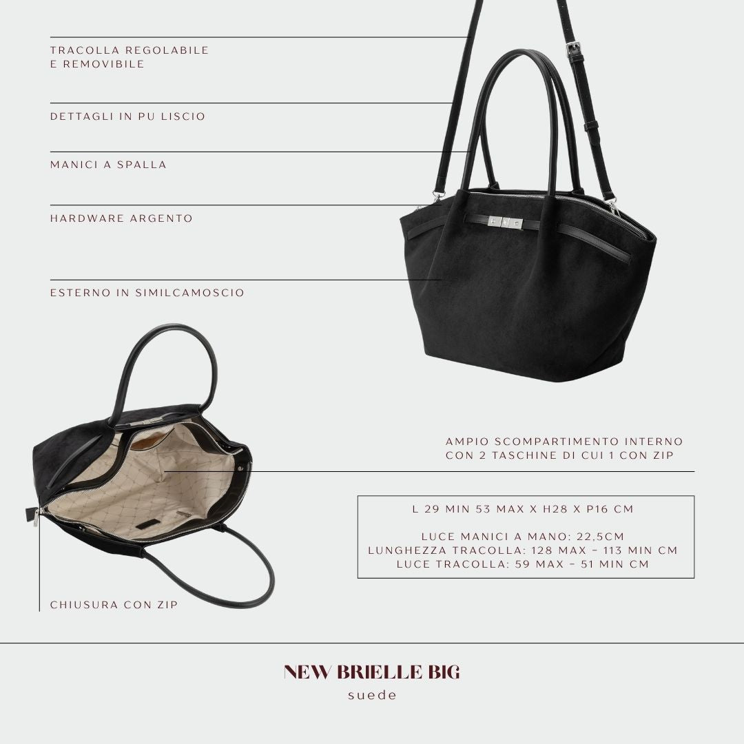 Borsa a spalla BRIELLE BIG SIMILSUEDE - BLACK SILVER