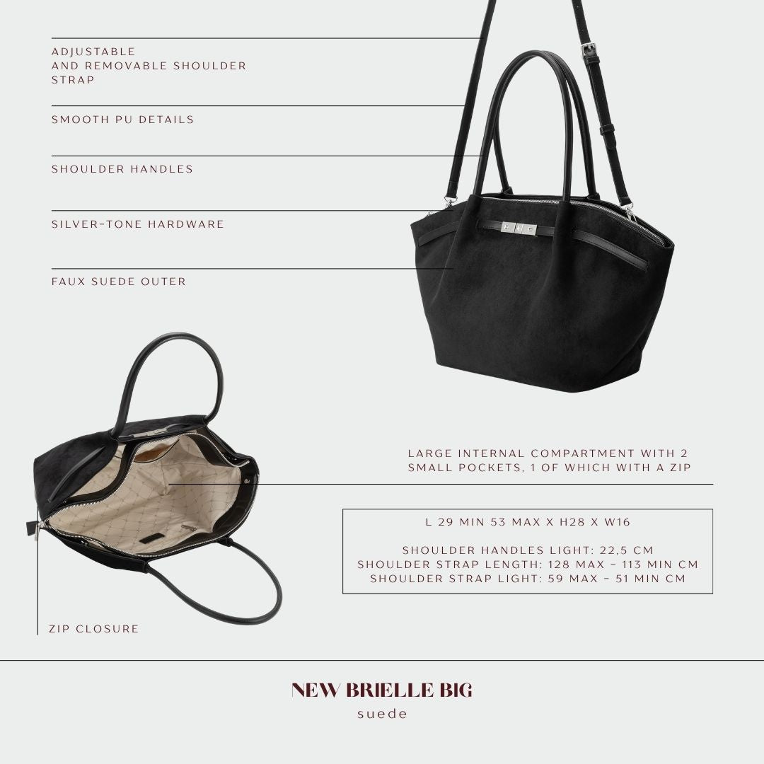 Borsa a spalla BRIELLE BIG SIMILSUEDE - BLACK SILVER