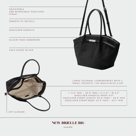 Borsa a spalla BRIELLE BIG SIMILSUEDE - BLACK SILVER