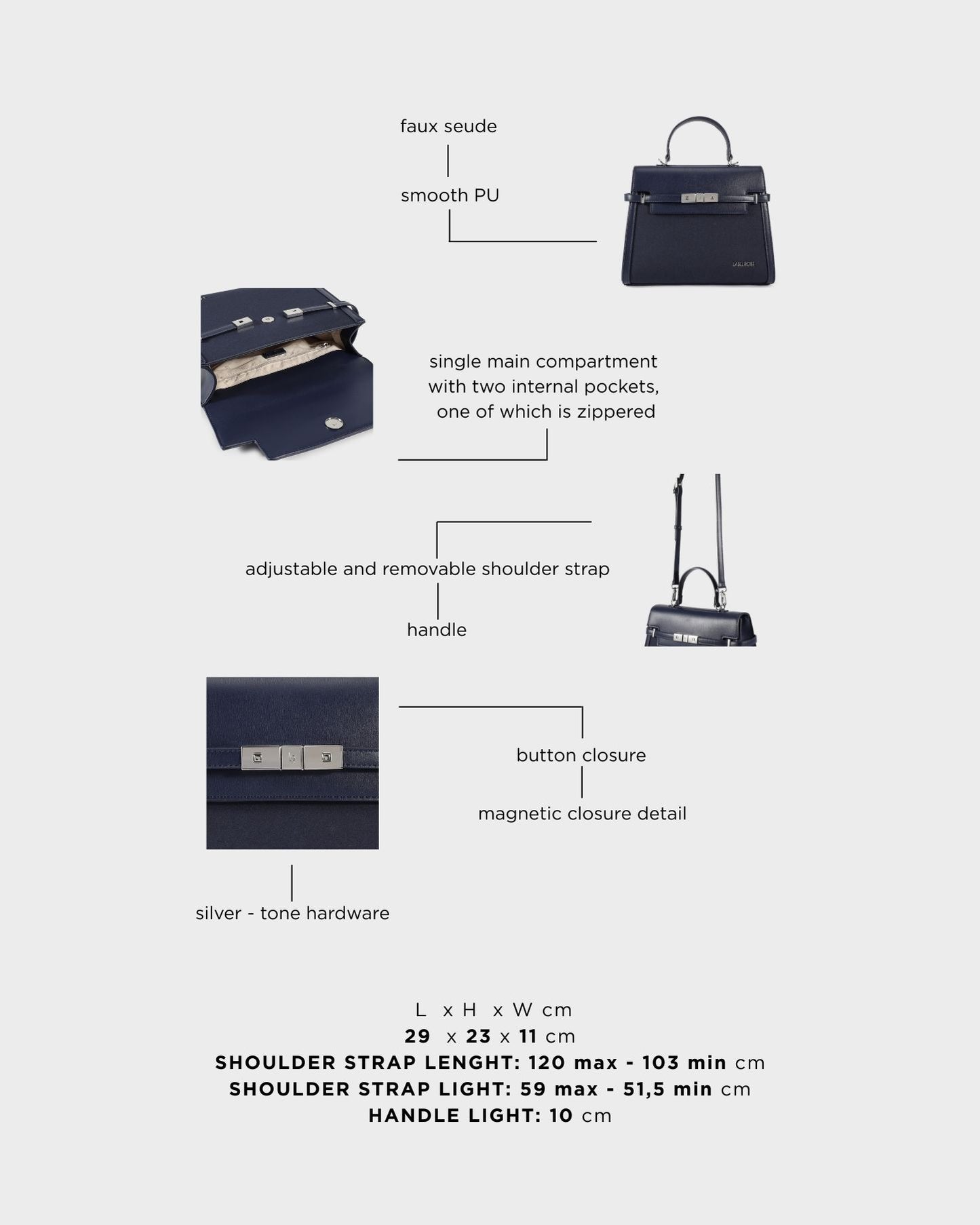 Borsa a mano GRACE SUEDE BIG - BLUE