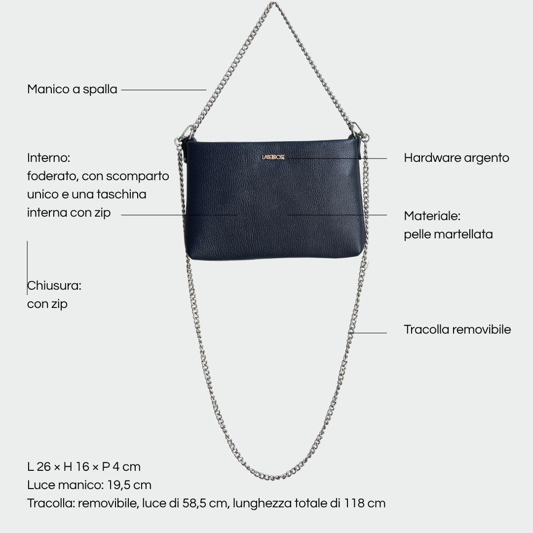 ANNIE genuine leather clutch - BLUE