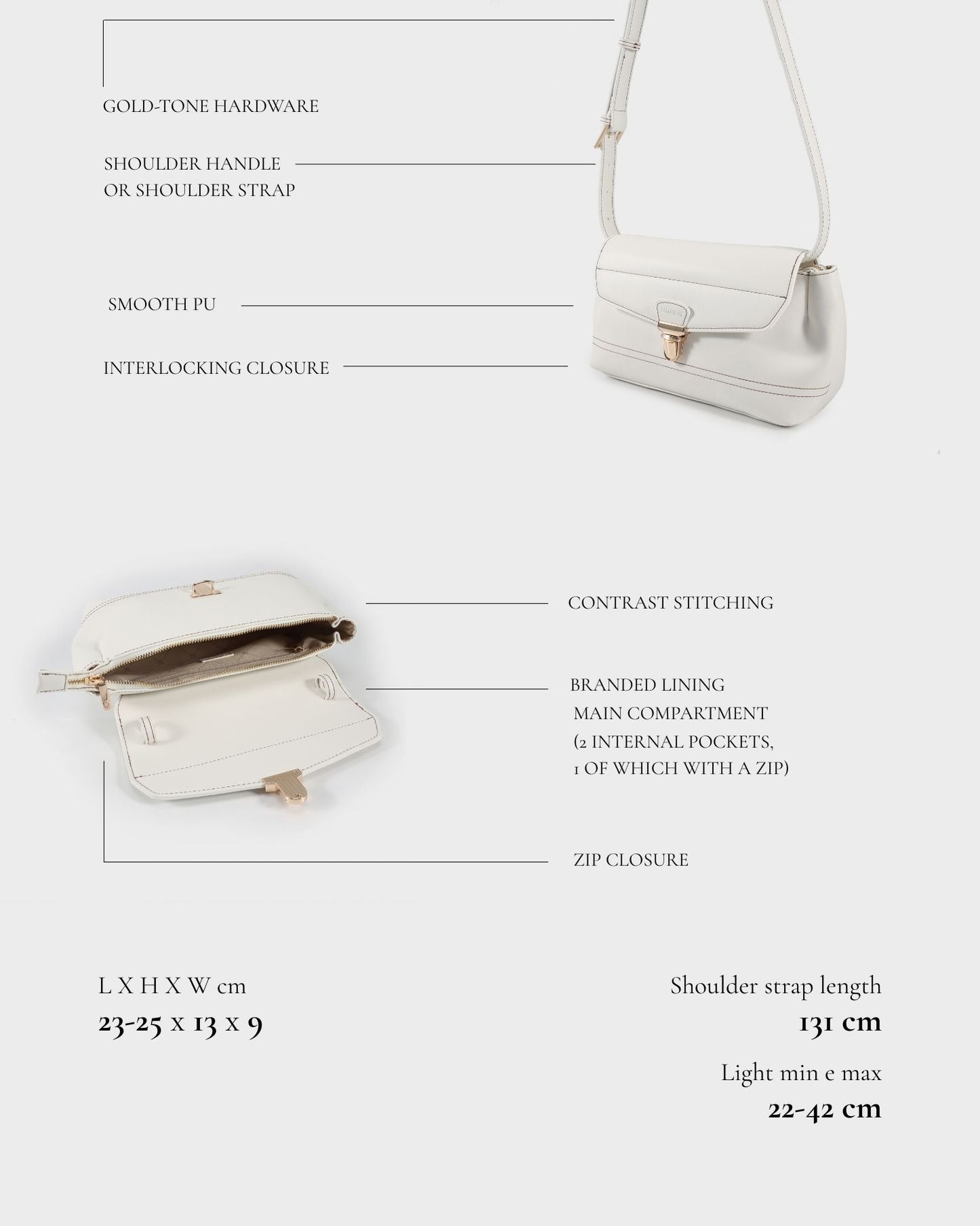 Bolso de hombro GWYNETH - BLANCO