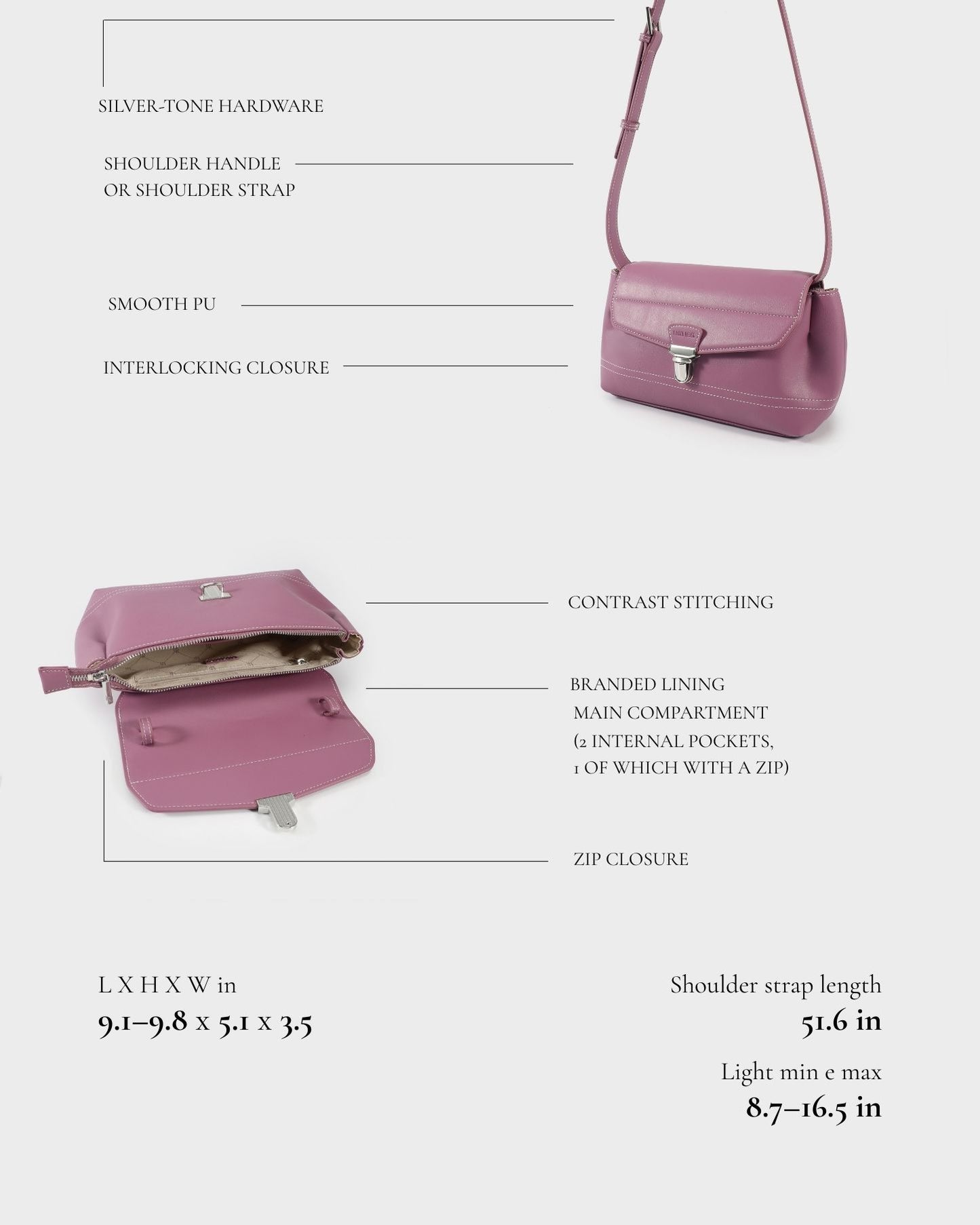 Bolso de hombro GWYNETH-ORCHID
