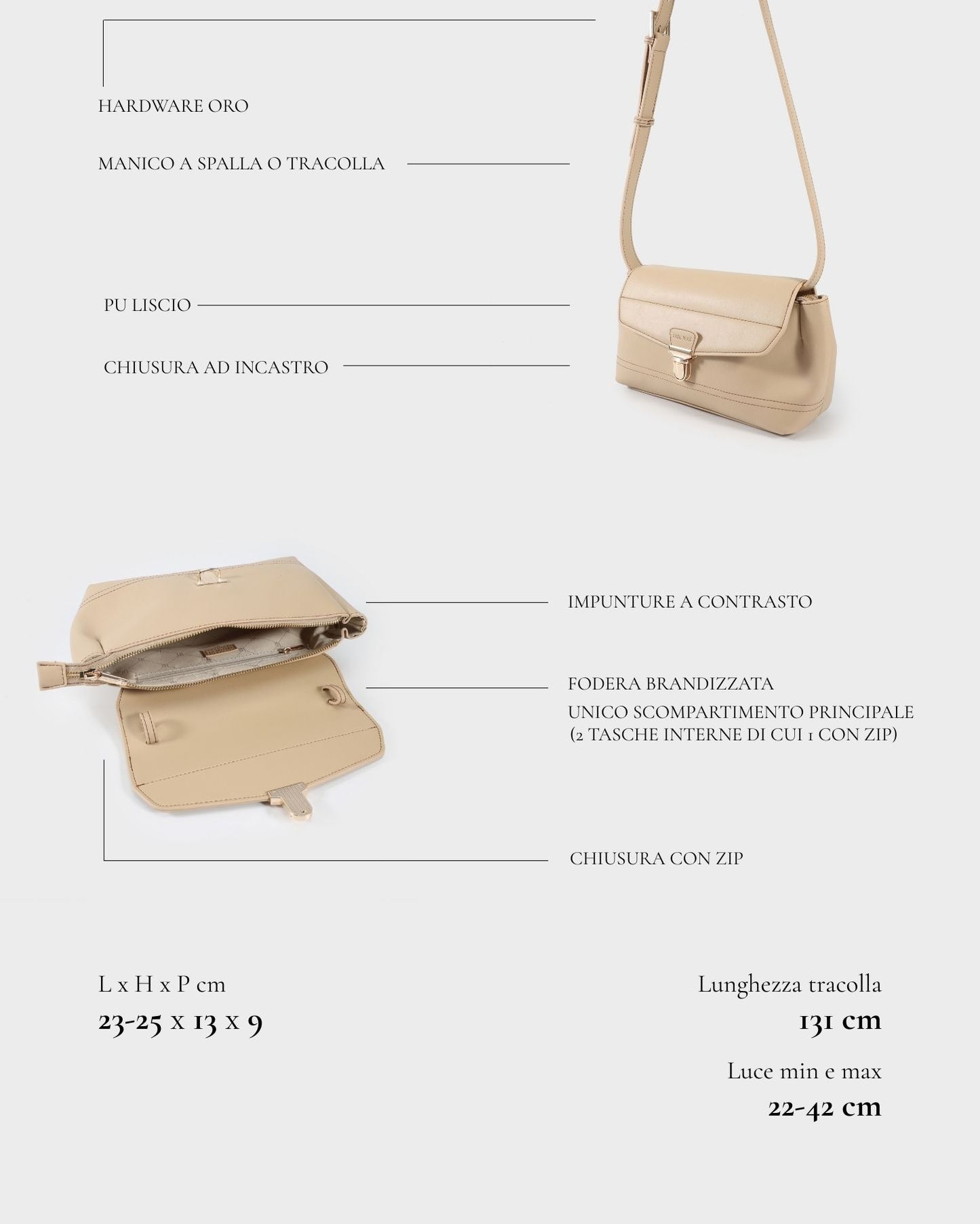 Bolso de hombro GWYNETH - BEIGE