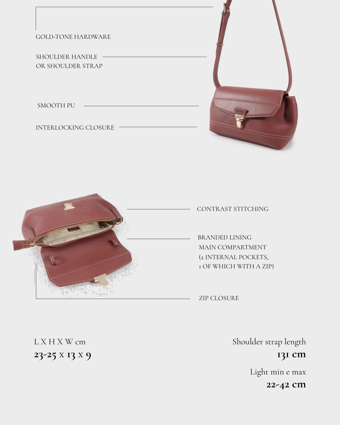 Bolso de hombro GWYNETH - MALVA