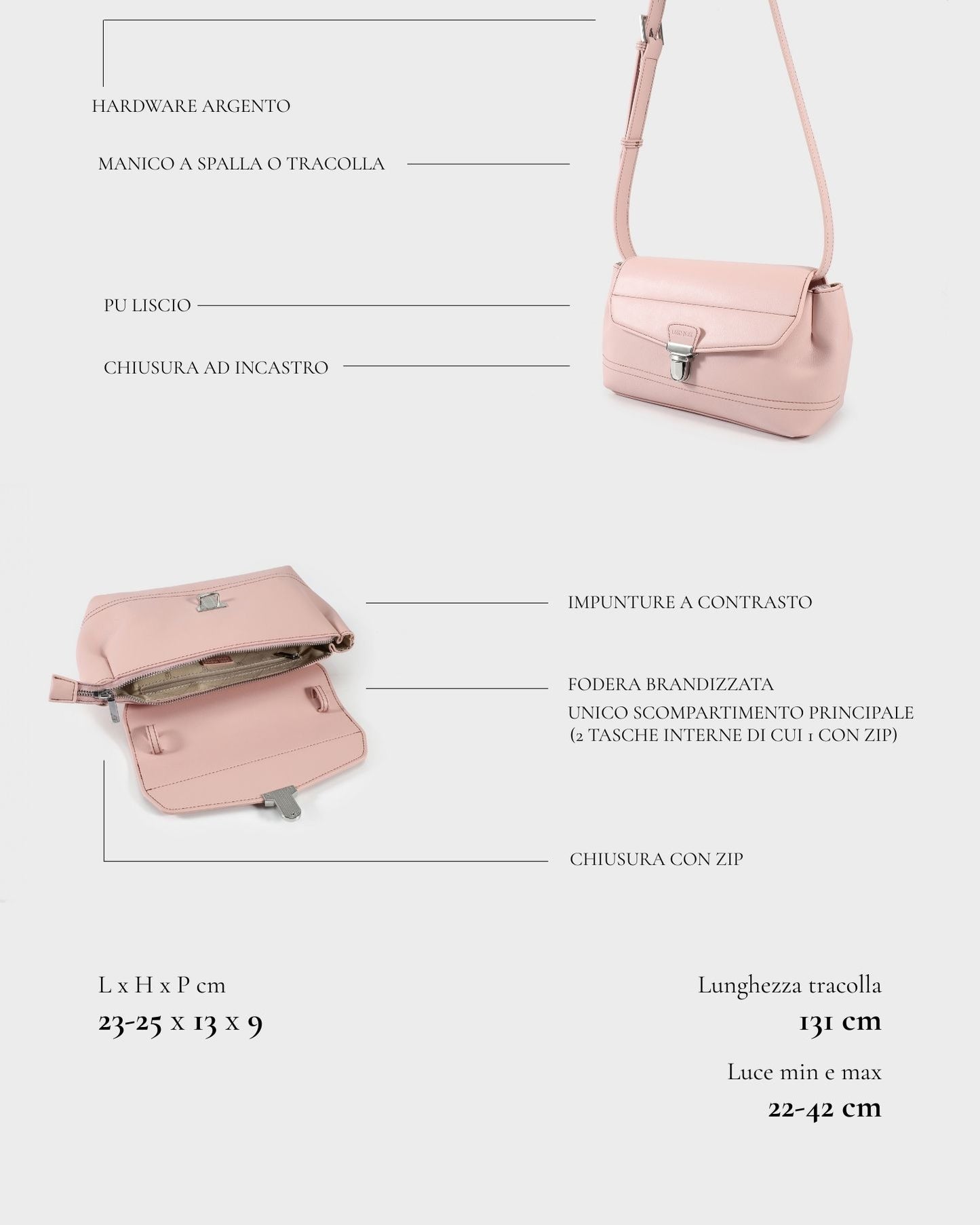Bolso de hombro GWYNETH - ROSA