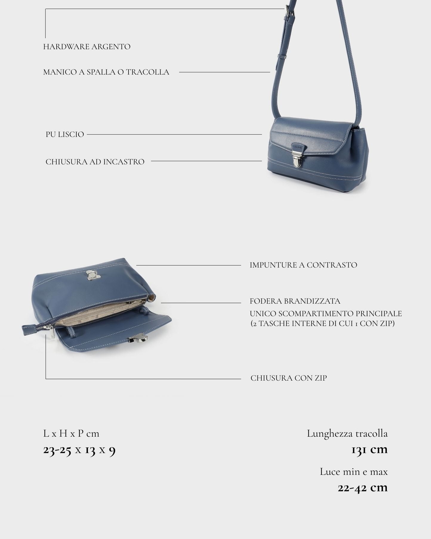 Bolso de hombro GWYNETH - AZUL VAQUERO