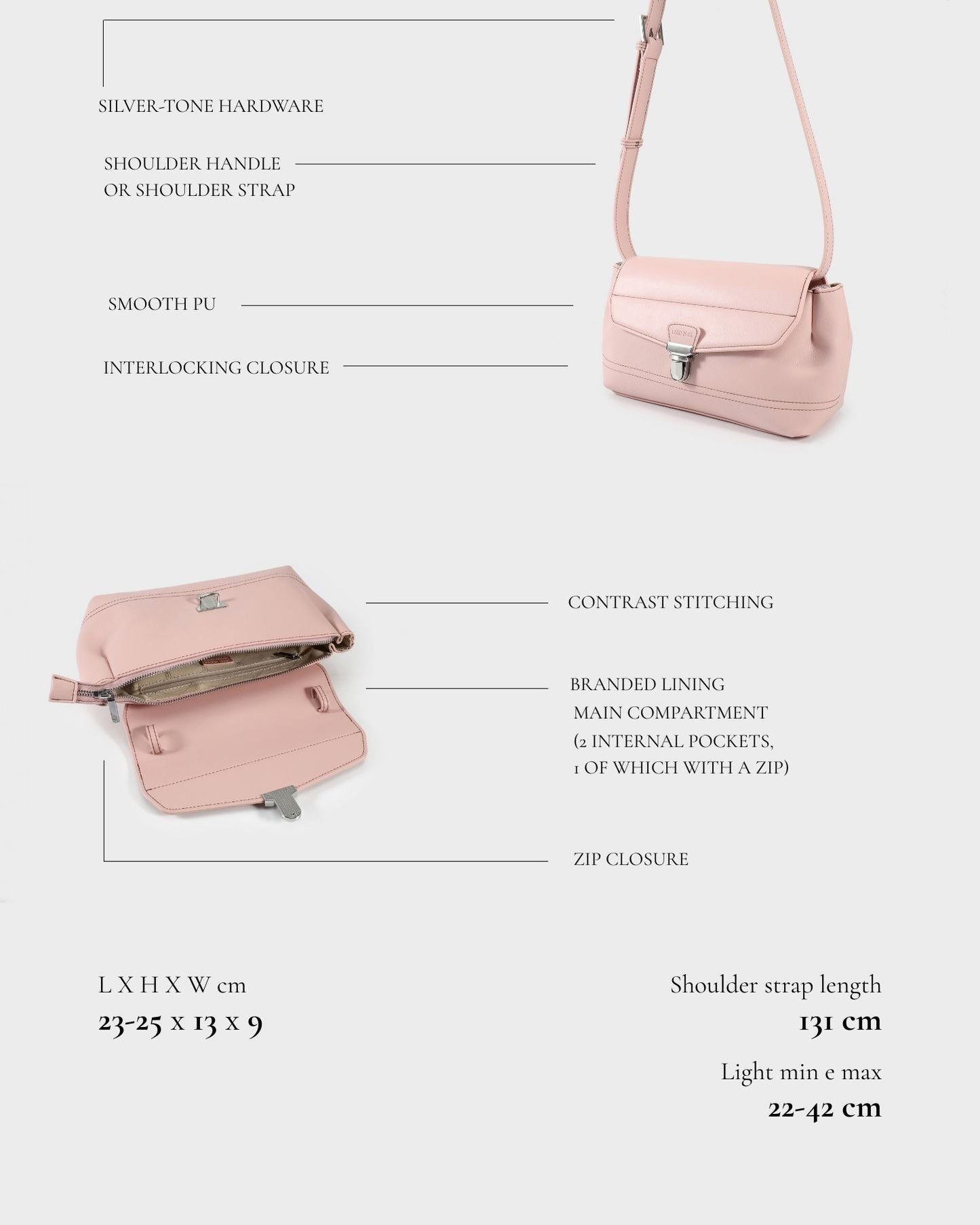 Bolso de hombro GWYNETH - ROSA