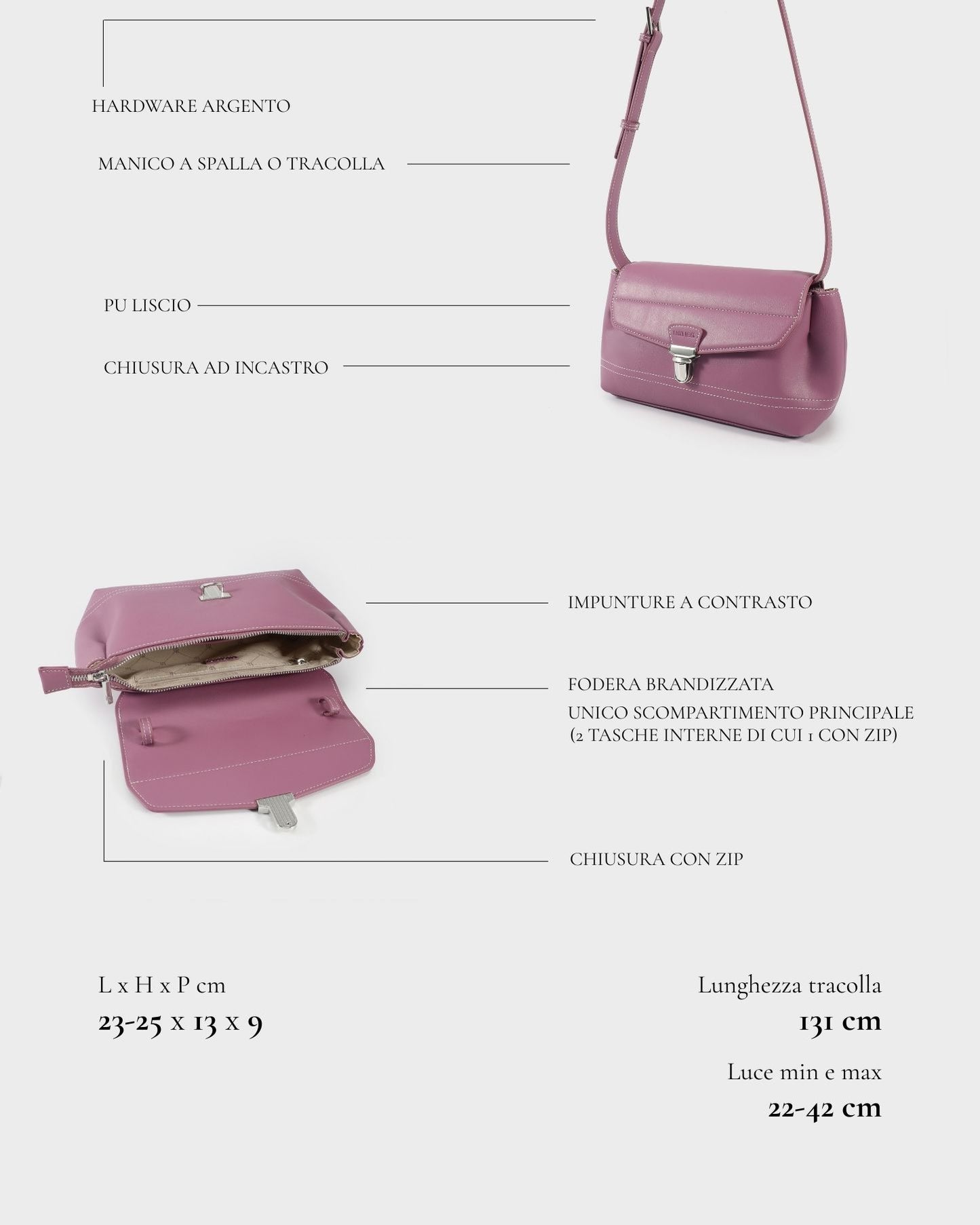 Bolso de hombro GWYNETH-ORCHID