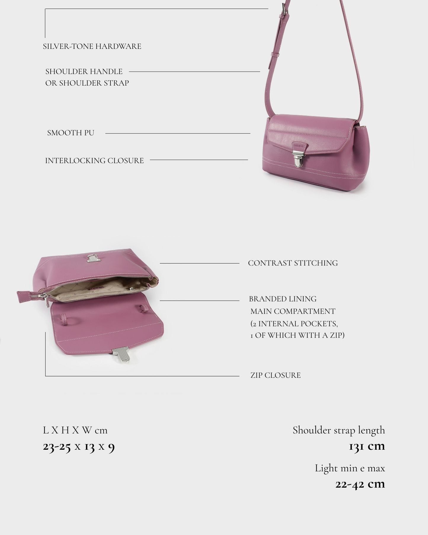 Bolso de hombro GWYNETH-ORCHID