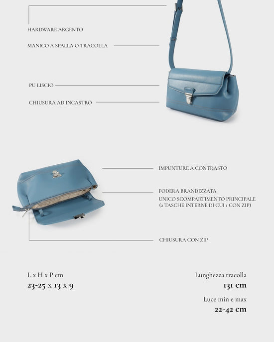 Borsa a spalla GWYNETH- LIGHT BLUE