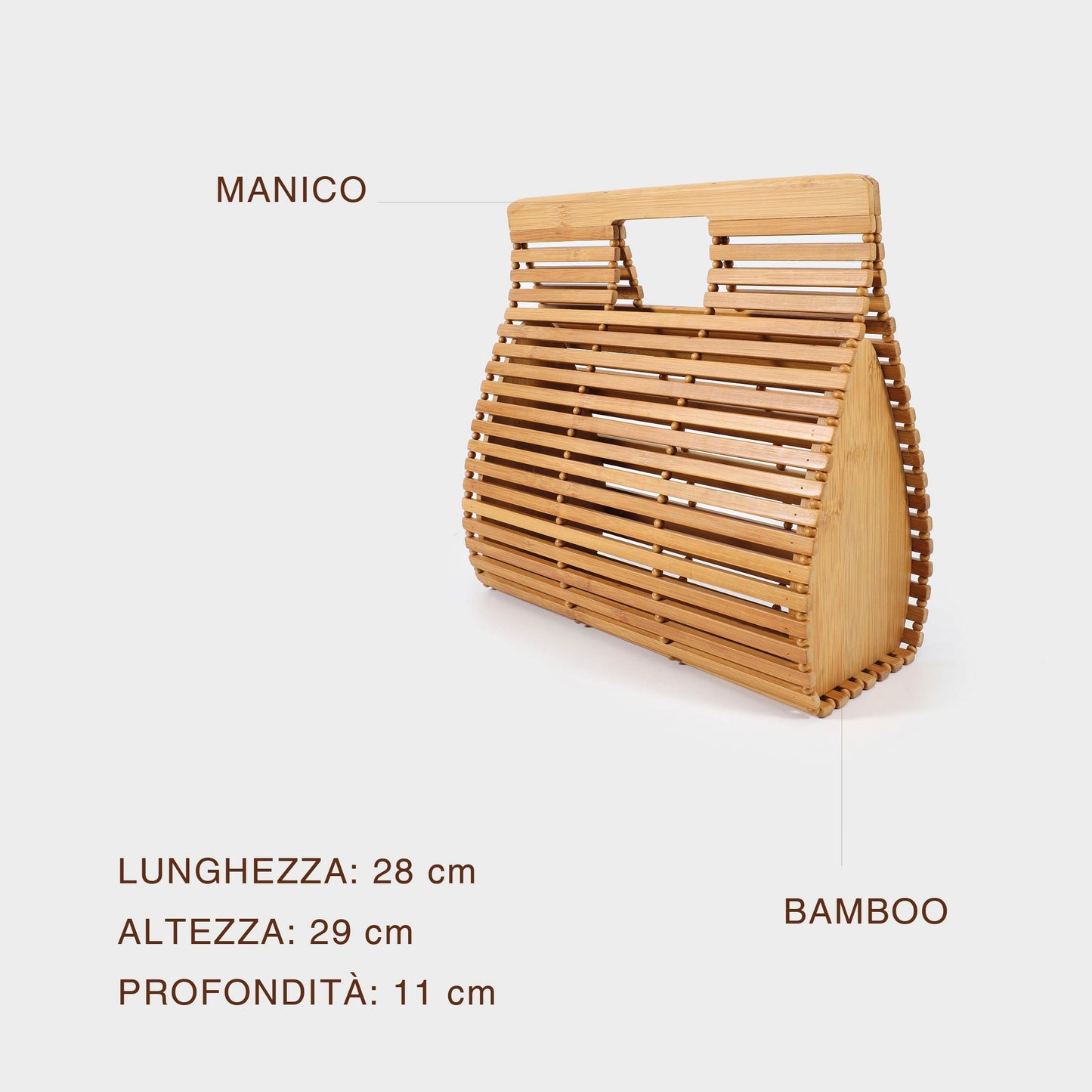 Borsa in bamboo rettangolare - BEIGE