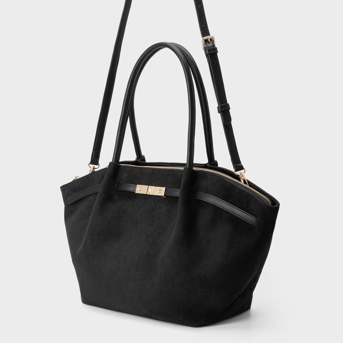 Borsa a spalla BRIELLE BIG SIMILSUEDE - BLACK GOLD