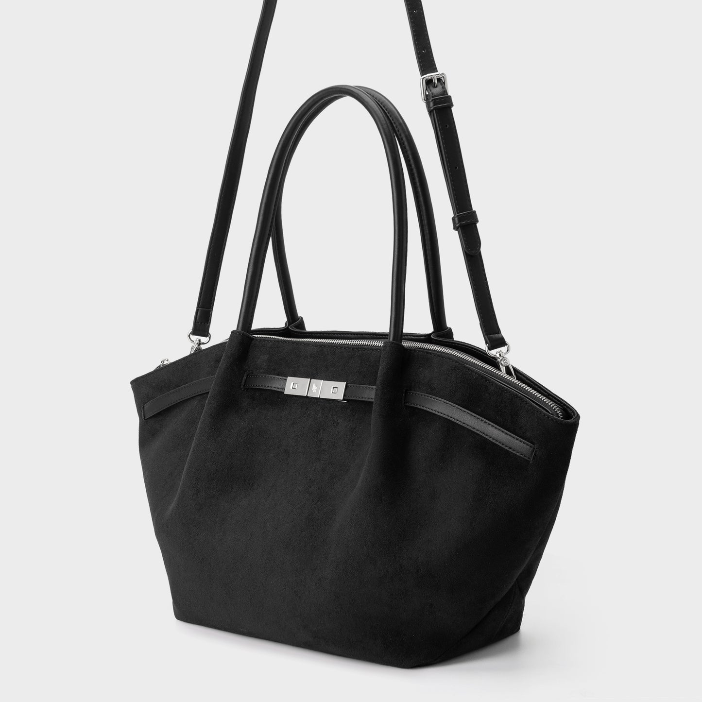 Borsa a spalla BRIELLE BIG SIMILSUEDE - BLACK SILVER