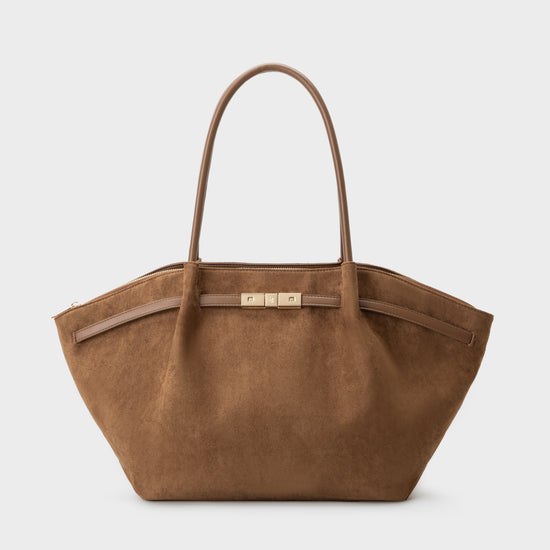 Bolso de hombro BRIELLE BIG EN ANTE SINTÉTICO - MARRÓN CLARO - PREVENTA