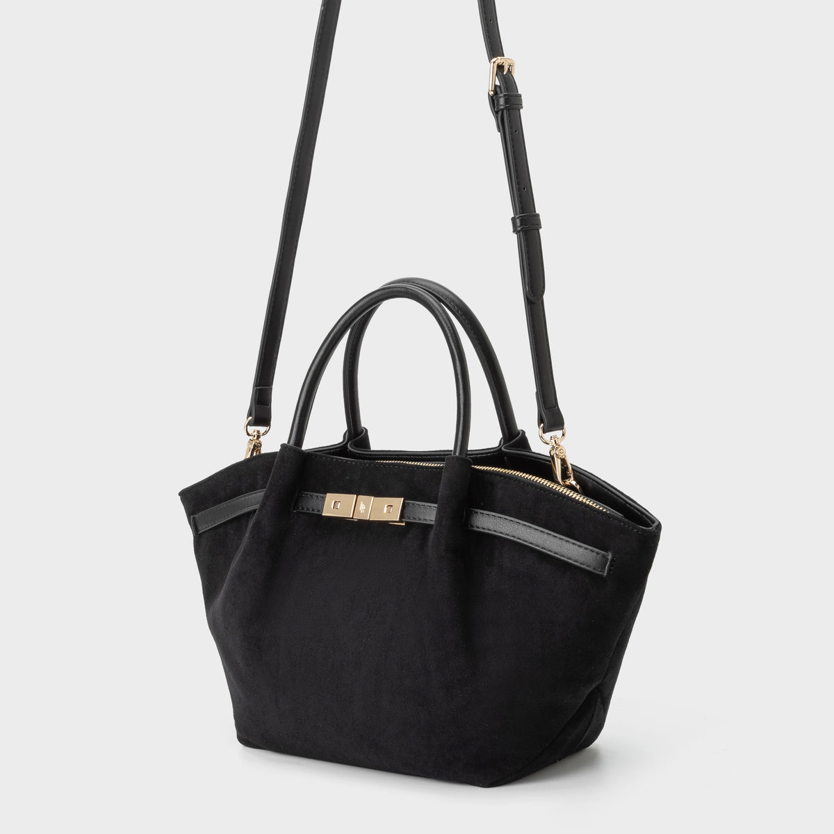 Bolso de mano BRIELLE SMALL EFECTO ANTE - NEGRO DORADO