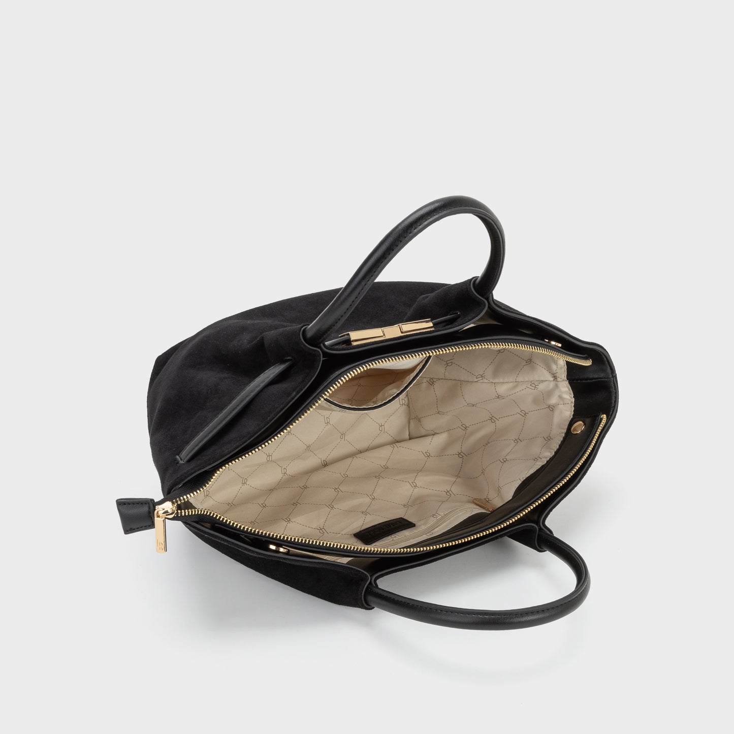 Bolso de mano BRIELLE SMALL EFECTO ANTE - NEGRO DORADO