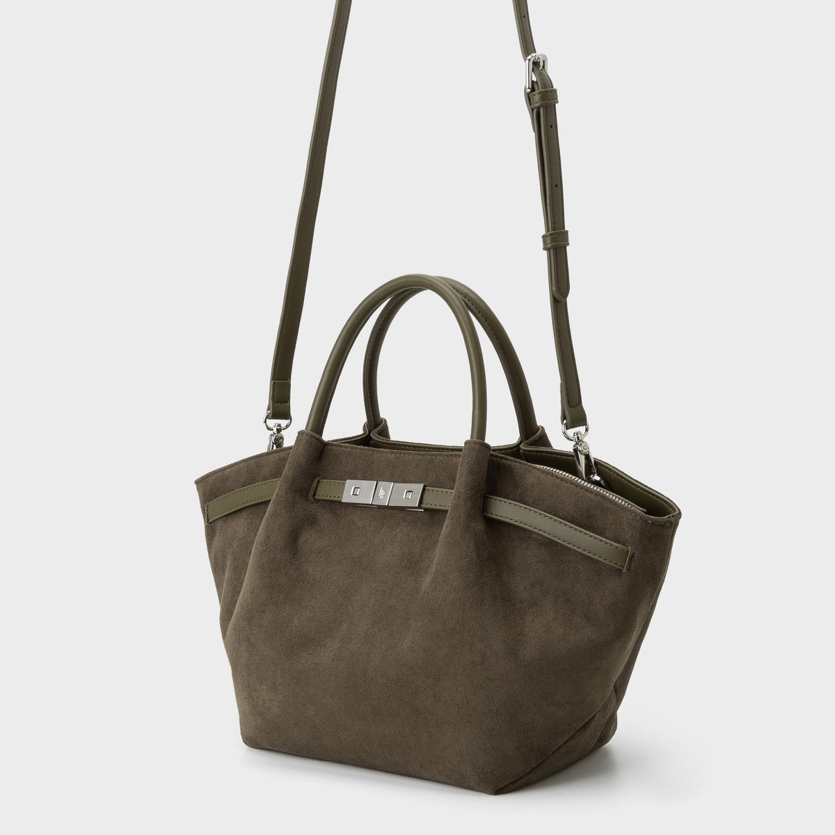 Bolso de mano BRIELLE SMALL EFECTO ANTE - MUD GREEN