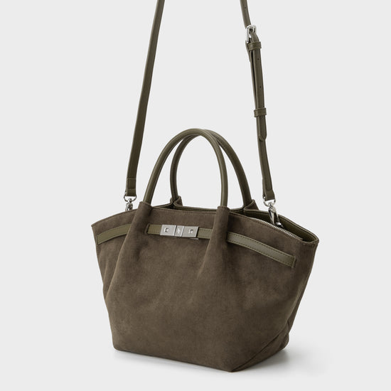 Borsa a mano BRIELLE SMALL SIMILSUEDE - MUD GREEN