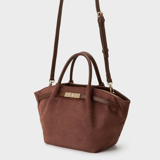 Borsa a mano BRIELLE SMALL SIMILSUEDE - WARM BROWN
