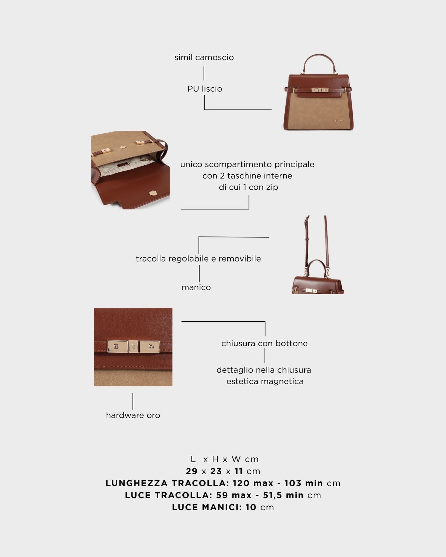 Borsa a mano GRACE SUEDE BIG - BROWN