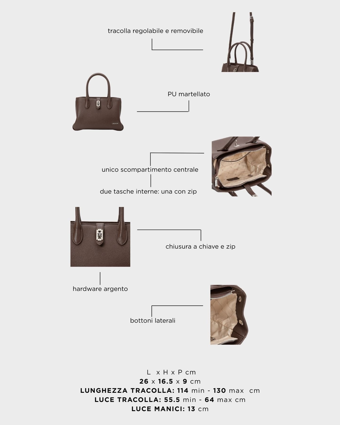 Borsa a mano LENÚ - BROWN