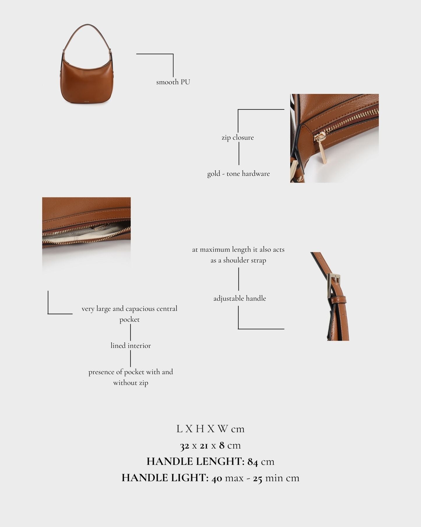 Bolso de hombro LILLIAN - MARRÓN