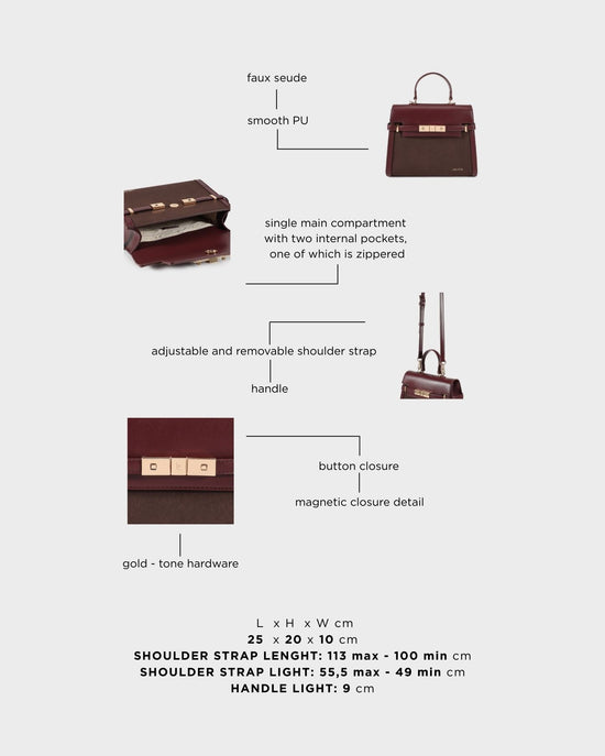 GRACE SUEDE MEDIUM handbag - BURGUNDY