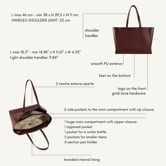 Borsa a spalla MELISSA EXTRA BIG - BURGUNDY